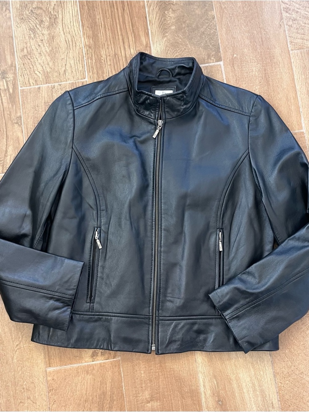 Apt. 9 Women's Black Leather Zip-Up Jacket